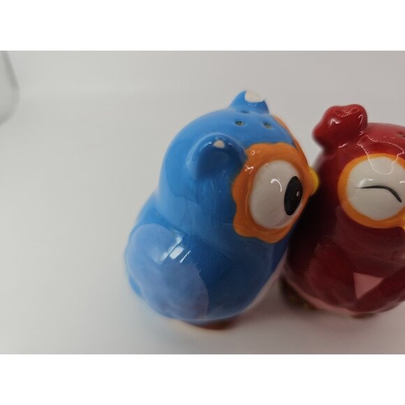 SALT & PEPPER SHAKERS Kitchen Kissing Owls Topsy Turvy Magnetic VTG - Picture 14 of 16